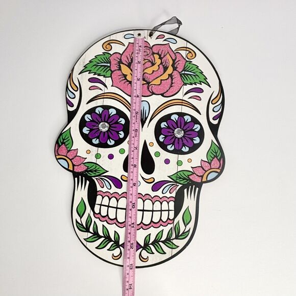 Day of The Dead Sugar Skull Wall Sign 9.5"x13" Halloween - Picture 3 of 3